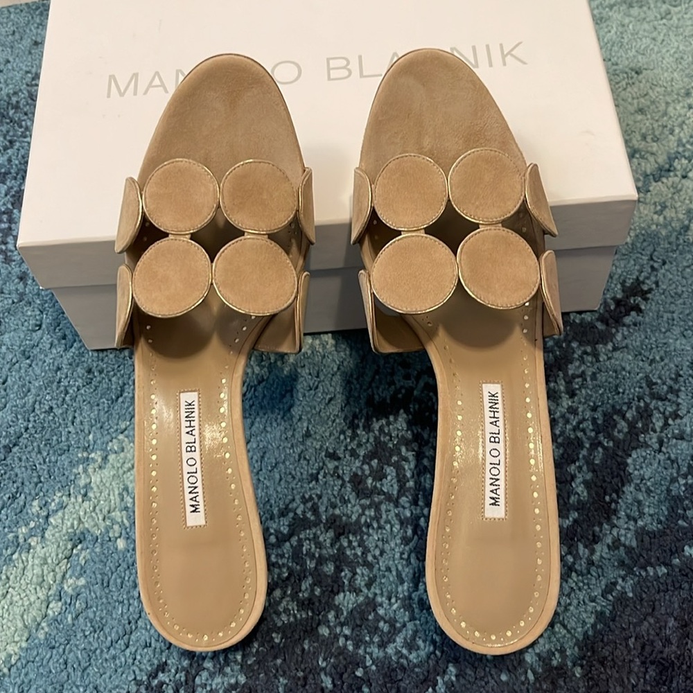 Manolo Blahnik Haribalmu Slides NWT - Picture 5 of 8